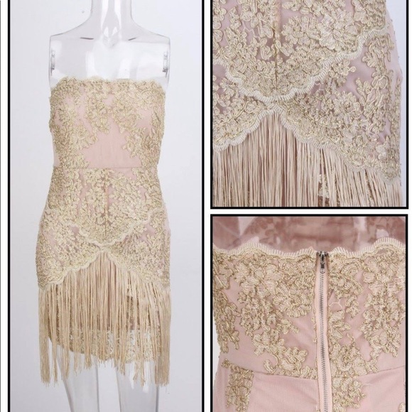 Strapless mini gold dress - Picture 3 of 5